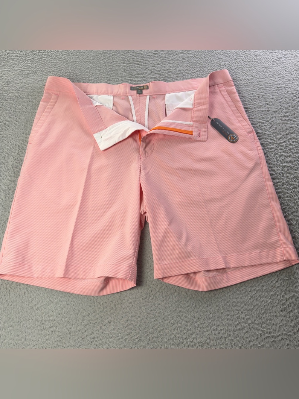 NWT Peter Millar Shorts Mens 40 Multi Guava Pinstripe Wicking Performance Golf